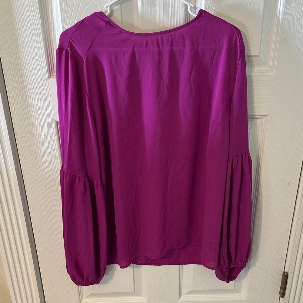 Women’s Magenta Balloon Sleeve Blouse XXL Bright Pink Casual Top